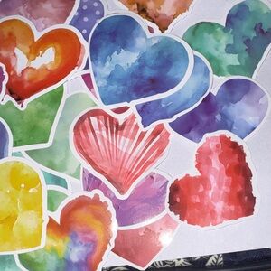 Vibrant Watercolor Heart Stickers